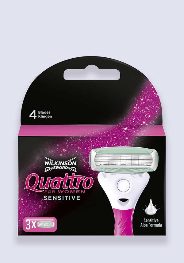 Wilkinson Sword Quattro For Women Sensitive Razor Blades - 3 Pack (Case Size 10)